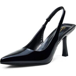 🆕Women's Black Slingback Kitten Heel Pointed Closed Toe Stiletto Pumps Slip